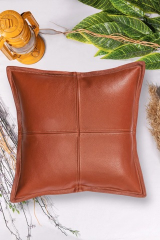 Premium Dekoratif Taba Deri Kırlent Kılıfı/ev Ve Ofis Için Gerçek Deri 45x45cm Kırlent Kılıfı Taba