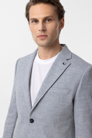 Süvari Mavi Slim Fit Düz Mono Yaka 6 Drop Ceket