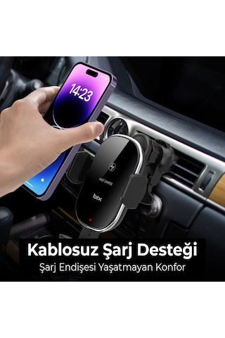 Bix Bxch3 15w Kablosuz Şarj Ayarlanabilir Araç İçi Telefon Tutucu