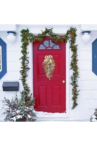 Gajeena Altın Renkli 55cm Yarıçaplı Noel Çiteleri, Kış Festivalleri İçin Kapı/pencere Dekorasyon Aksesuarı 188g Ağırlık