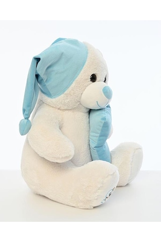 Pufu Toys Pelüş Uyku Arkadaşım Ayıcık 60 Cm Beyaz Mavi 03007 Krem
