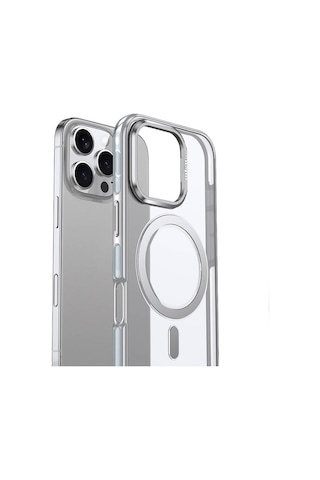 Apple iPhone 16 Pro Max Uyumlu Kılıf Magsafe Şarj Özellikli Wlons Standlı Efsane Kapak Gri
