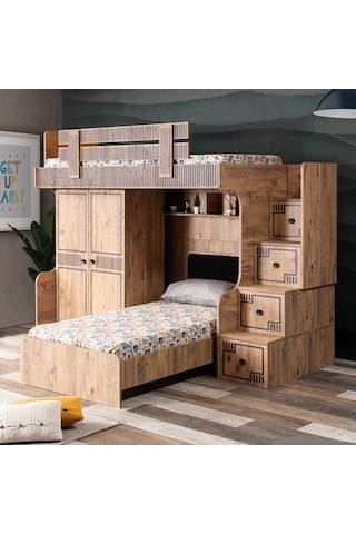Setaymobilya Ranza, Natural Ranza Karyola 2 Kapaklı Dolap + 2 Comfort Yatak