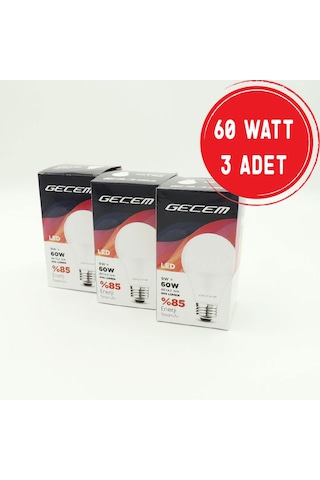 Gecem Tasarruflu Led Ampul 9 W Beyaz Işık E27 3 Adet