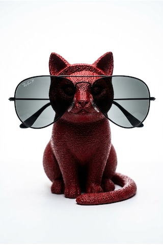 Kedi Figürlü Gözlük Tutucu Kırmızı