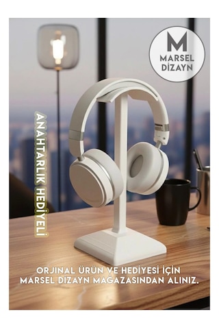 Dekoratif Gamer Kulaklık Standı - Kulaklık Tutucu - Beyaz - 24 Cm