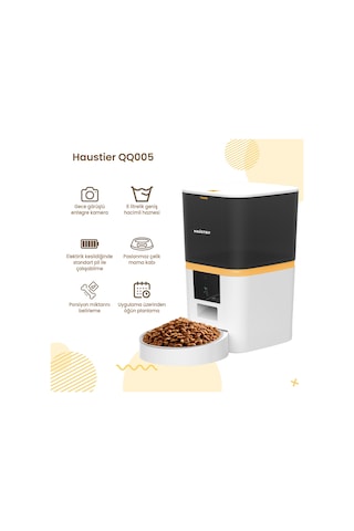 Haustier Hst-qq005 Beyaz Akıllı Mama Kabı, Hst-wf013 Seramik Kedi Su Sebili 2 Li Set Haustier Türkiye Garantili
