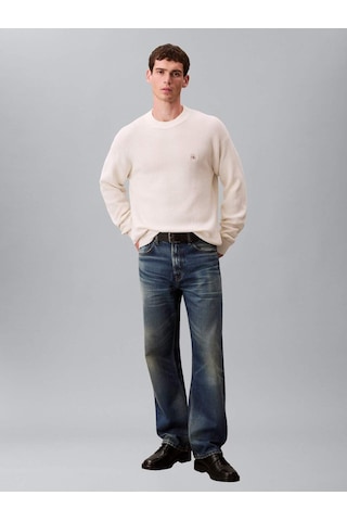 Calvin Klein Ls Ez Cotton Waffle Crwnk Swtr 9-12594 Beyaz
