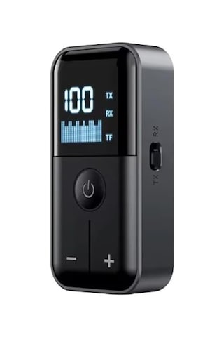 2'si 1 Arada Bluetooth 5.4 Ses Alıcı & Verici 3.5mm Aux, Tf Kart Çalar, Led Ekranlı Kablosuz Adaptör, Dahili Pi