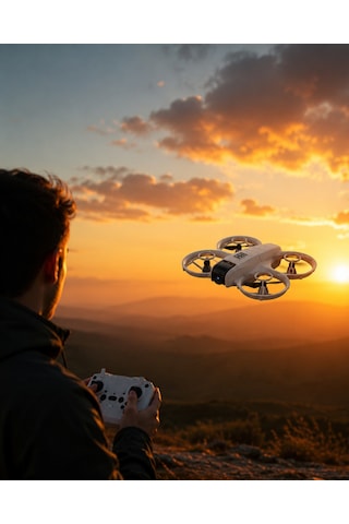 Uzun Şarj Süreli Kameralı Mini Drone Işıklı Akıllı Uçuş Sistemli - Lisinya