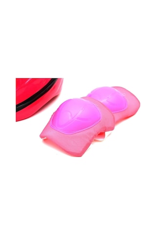 Çocuk Kask Dizlik Dirseklik Eldiven Koruyucu Set 7 Parça, Pembe Çok Renkli