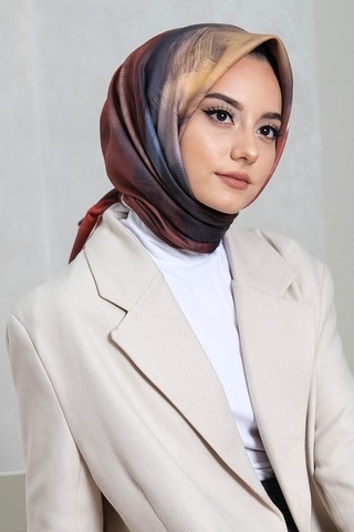 Afvente Abstrakt Desen Kırmızı Pamuk Eşarp