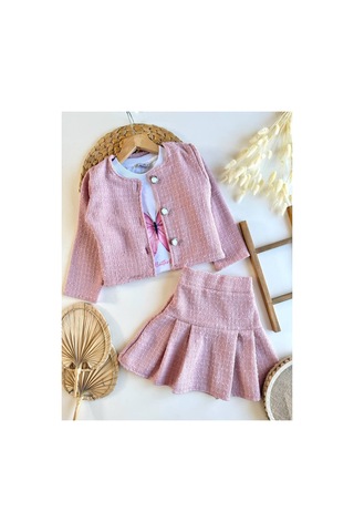 Poala Kids Dokuma 3'lü Takım Pembe