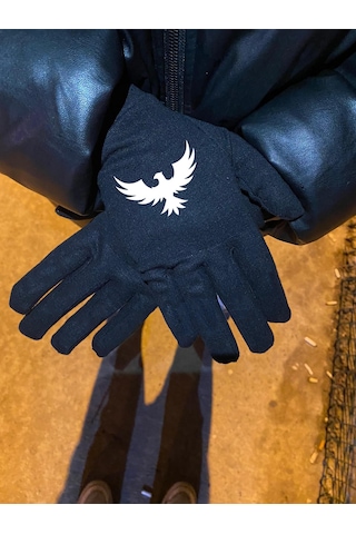 Kartal Model 22 Reflektörlü Siyah Kumaş Eldiven1-fosfor-esnek-kış-drill-kar-motor-bisiklet Siyah