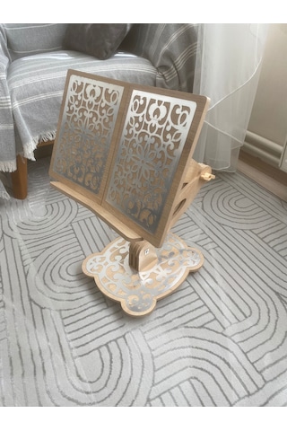 Yükseklik Ayarlı Rahle Gümüş Aynalı Pleksi Dekor Kuran-ı Kerim Okuma Rahlesi