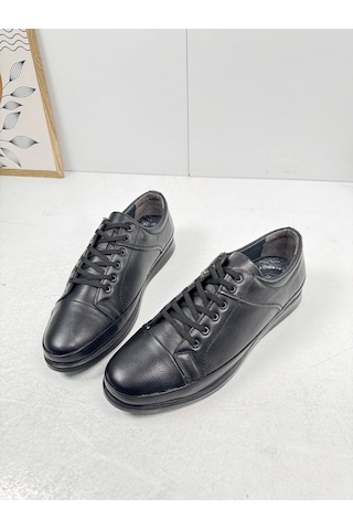 Günlük Erkek İçi Dışı Hakiki Deri Makosen Bağcıklı Kışlık Casual Ayakkabı 153 Siyah