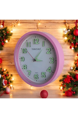 Fosforlu 3d Kabartma Rakam Kız Çocuk Odası Mini Duvar Saati 22 Cm Pembe