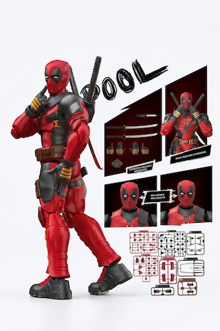 Deadpool And Wolverine Deadpool Figür Yapım Seti - 90 Parça 13.4 Cm Lisanslı Marvel Aksiyon Figürü