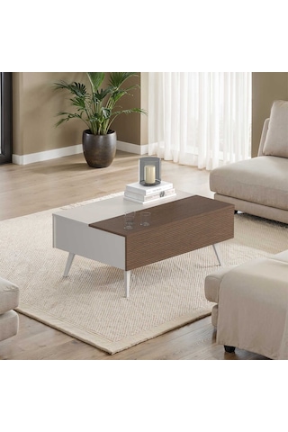 Milano Çekmeceli Dikdörtgen Orta Sehpa - Vizon/zebra 103x44x72 Cm Vizon