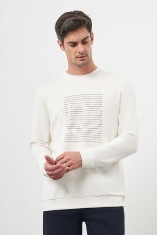 Morven Erkek Ekru Trend Bisiklet Yaka Sweat-shirt 25ks063003454 Ekru Ekru