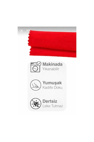 Perdeyap1980 Kadife Dokulu Kırmızı Renk Ada Serisi Runner 40 X 140 Cm Kırmızı