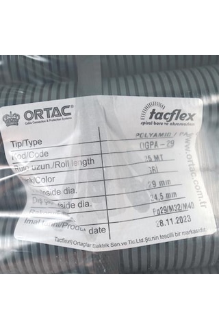 Ortaç Pg-29 Gri Polyamıd Spiral Ogpa-29 1 Paket 25 Metre