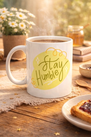 Northcity Stay Humble Porselen Kupa Minimal Motivasyon Ve Şık Kahve & Çay Bardağı Yeşil