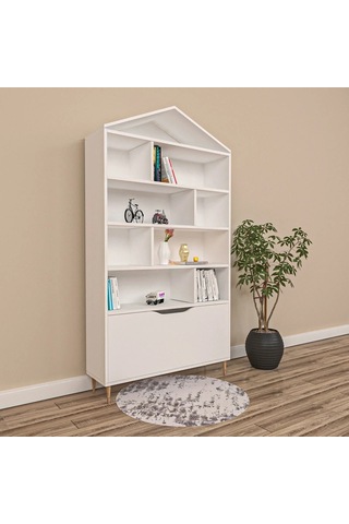 Ege Çatılı Kitaplık Mdf Antrasit
