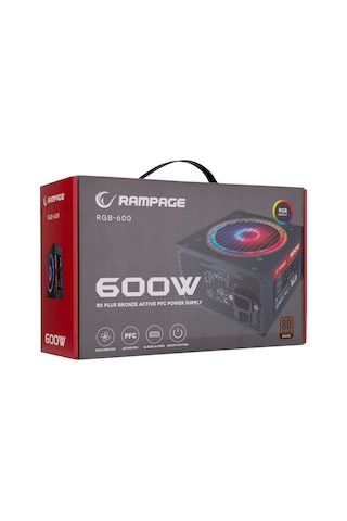 Rampage RGB-600 600W 80+ Bronze 12 CM RGB Fanlı Güç Kaynağı