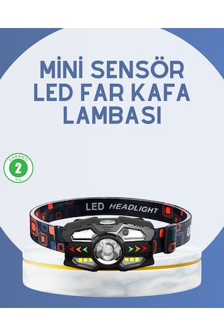 El Sensörlü Led Far Suya Dayanıklı Şarjlı Kafa Lambası