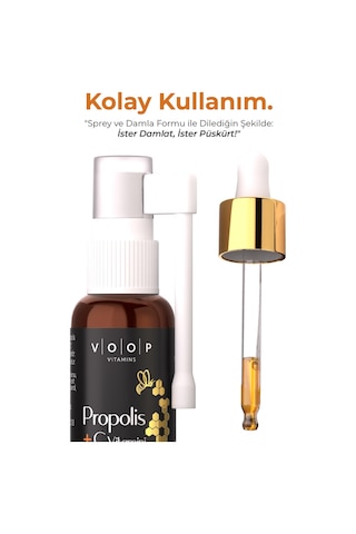 Voop Propolis C Vitamini Damlalıklı Sprey Takviye Edici Gıda 20 ML