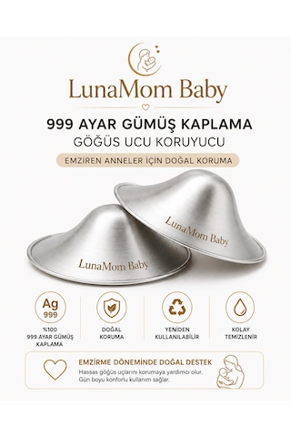 Lunamom Baby 999 Ayar Gümüş Kaplama Göğüs Ucu Koruyucusu