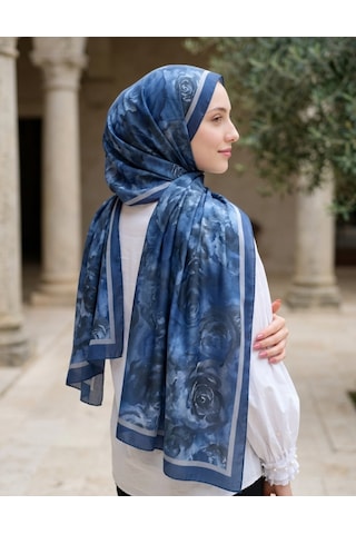 Camellia Scarfs Rossa Desen Soft Şal Lacivert Klasik Ve Zarif Seçim