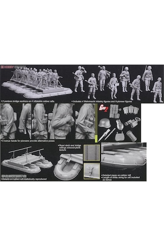 Dragon 6532 1/35 Ölçek, Alman Duba Seti Ve Figürleri Plastik Model Kiti-55632