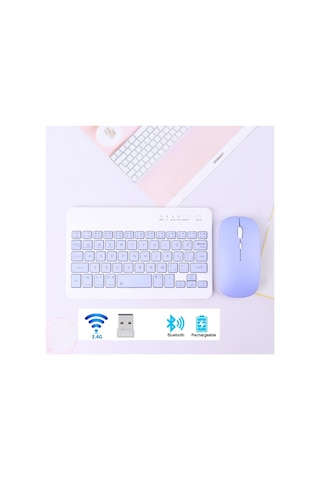 Bluetooth + Usb Wireless Klavye Mouse Seti Sessiz Şarjlı Bt+usb Mouse & Keyboard Set