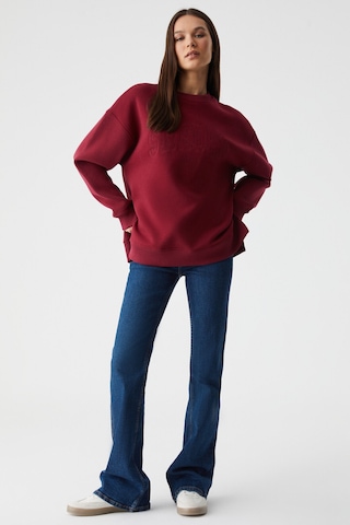 Grimelange RICENNI Kadın Bisiklet Yaka Oversize Bordo Sweatshirt