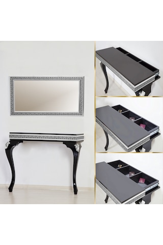 Decorotti - Ferro A4-2 Gizli Bölmeli Dresuar Ayna Siyah