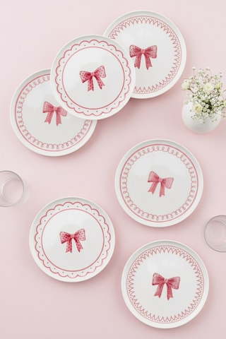Bernardo Ribbon 6 Parça Pasta Takımı Beyaz - Pembe