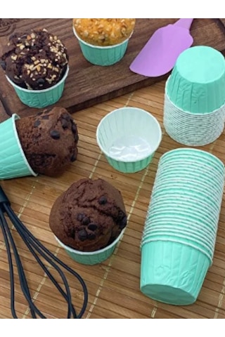 Kağıt Muffin Kek Kalıbı Pastel Mint Yeşili