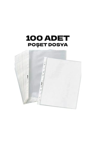 100 Adet A4 Şeffaf Dosya Föy Poşet Dosya 1