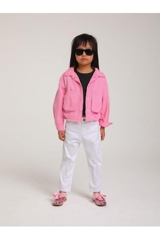Kız Bebek Pamuklu İnce Dokulu Ceket-15123 Pembe
