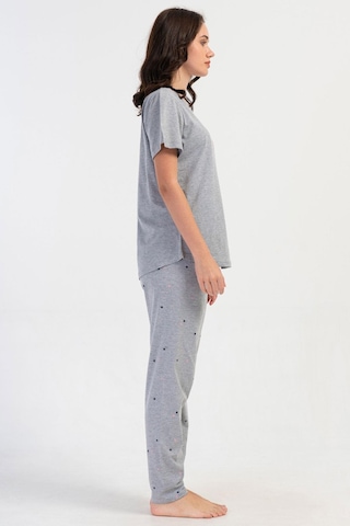 Kadın Kısa Kol Gri Melanj Pijama Takımı C5t4n1o804 Grimelanj