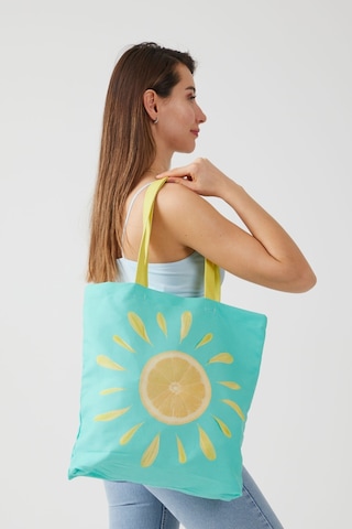 Ays Home Limon Desen Bez Alışveriş Plaj Omuz Çantası Mint Yeşili