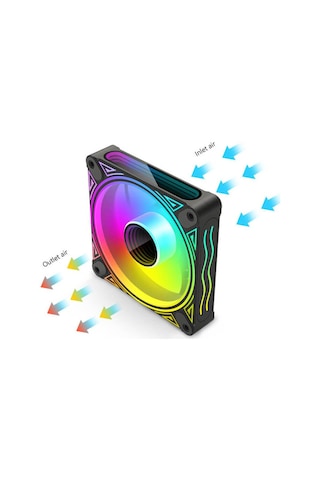 Coolmoon - Dm1 12cm Kasa Fanı 5v 3pin Argb Aura Sync 12v 4pin Pwm Soğutucu Fan - 120mm - Siyah