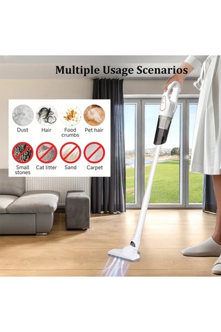 Fochsia White Üçü Bir Arada Kablosuz Elektrikli Süpürge Yüksek Verimli Filtre Saç Dolaşmaz Güçlü Emiş Ev Araç Halı