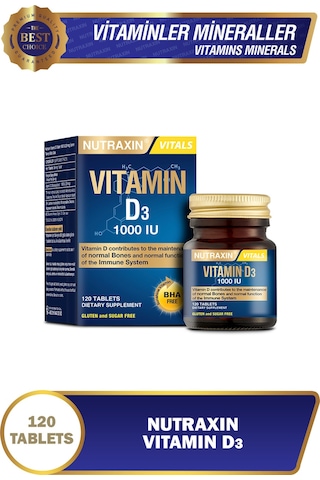 Nutraxin D3 Vitamini 1.000 IU 120 Tablet