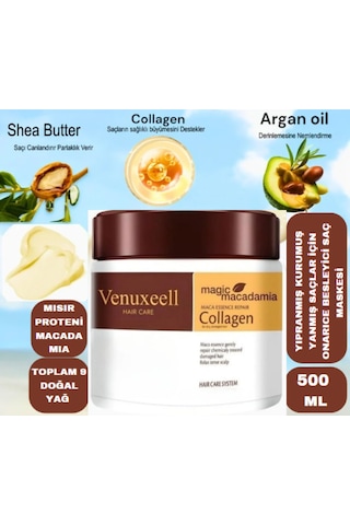 Venuxeell Kolajen Saç Bakım Maskesi Maca Özü Onarıcı Repair Argan Yağı Saç Maskesi 500 Ml
