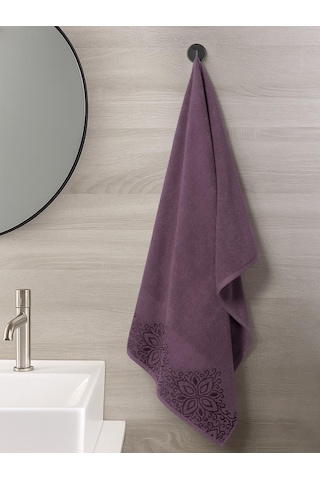 Pamuk Tekli Havlu Jakarlı Karna Home Klover - 50 X 90 Lavanta