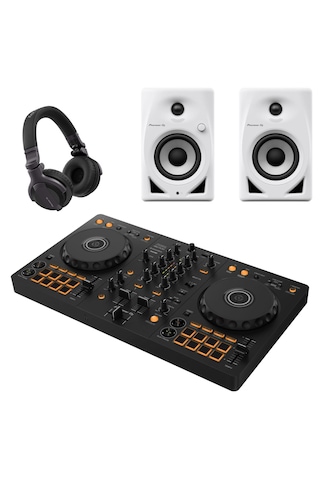 Pioneer Dj Ddj-flx4 Dj Controller + Dm-40d-w Beyaz Monitör Hoparlör + Hdj-cue1 Kulaklık + Dj Başlangıç Seti
