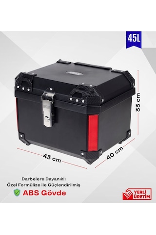 Motosiklet Arka Çanta Karbon Desen Aliminyum Pro-x 45 Litre Motor Çantası Siyah